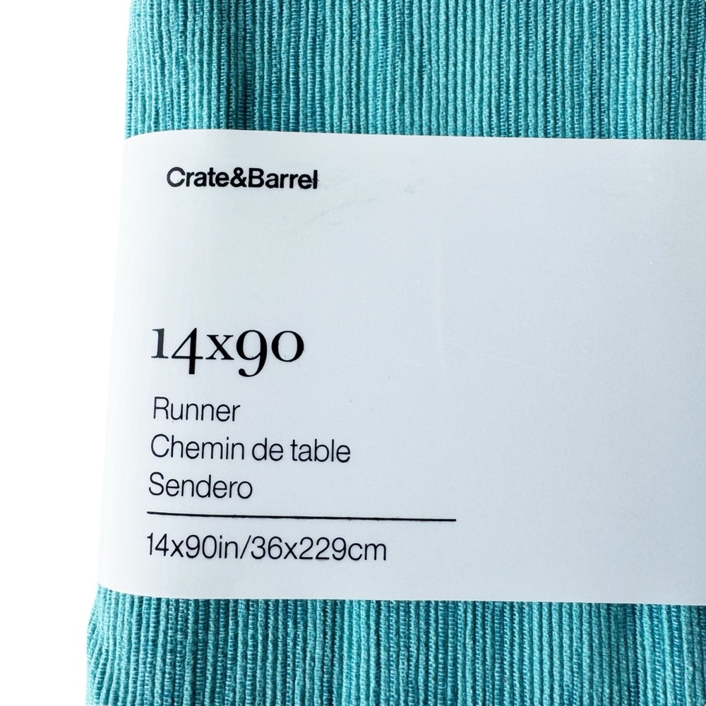 Crate and Barrel Aqua Grass Cloth Table Runner 90” | NWT - Picture 3 of 7